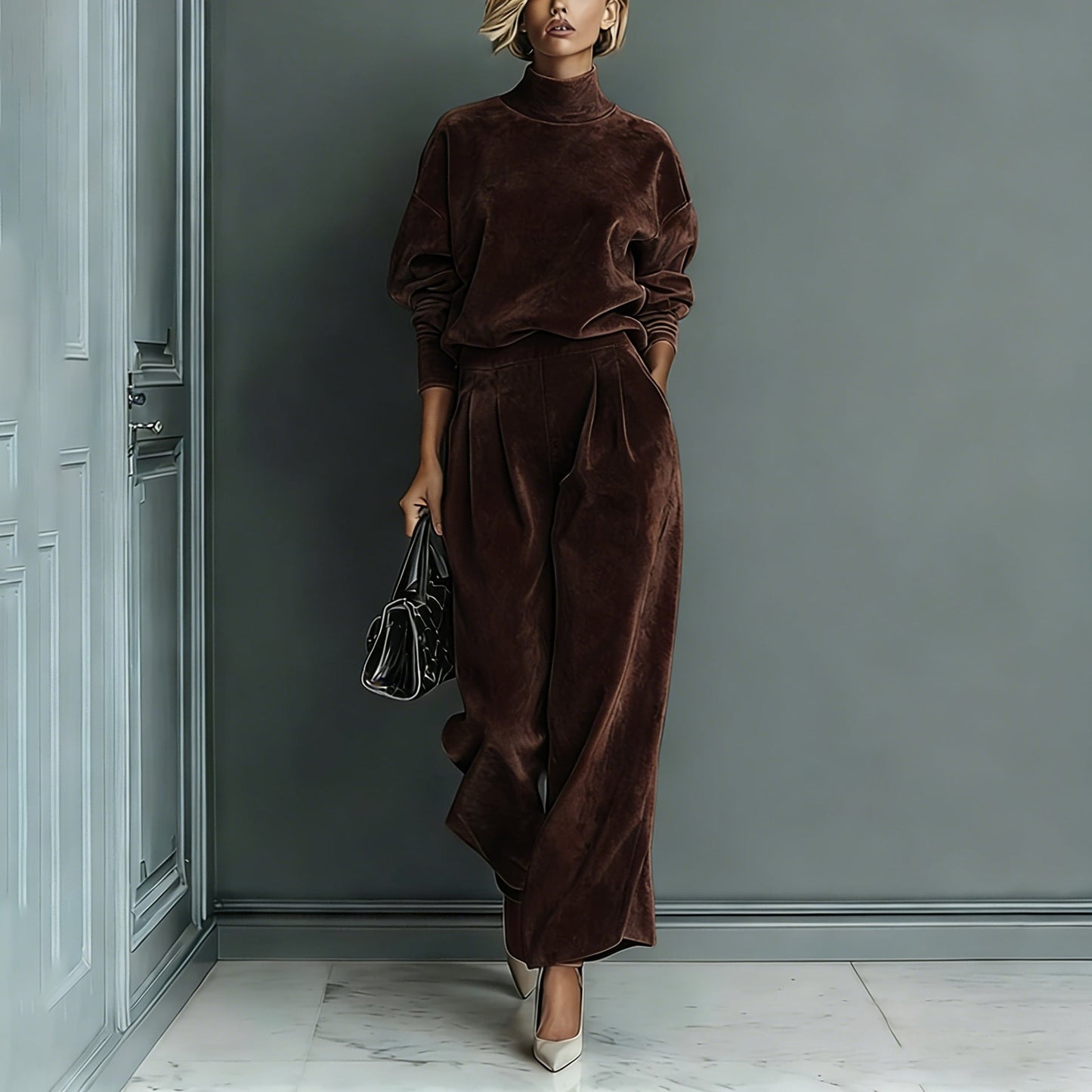 Lironah | Mock Neck Wide Leg Two Piece Set