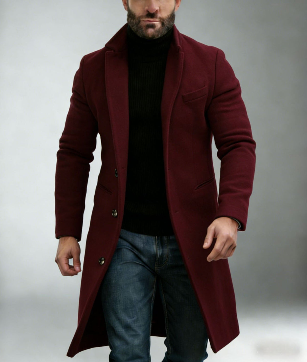 Grahame | Longline Coat with Notched Lapels