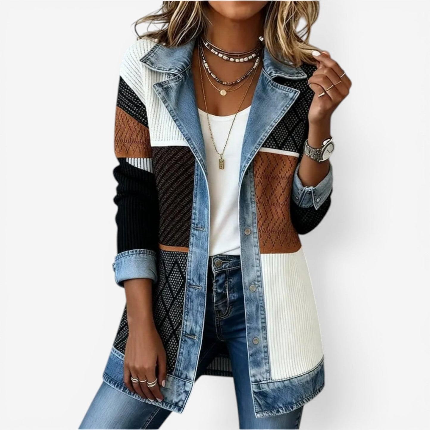 Sunna | Denim Trim Longline Blazer
