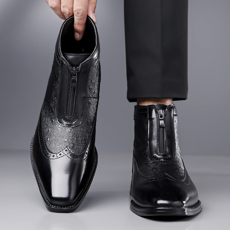 Butler - Zipper Dress Boots Square Toe Ankle Boots