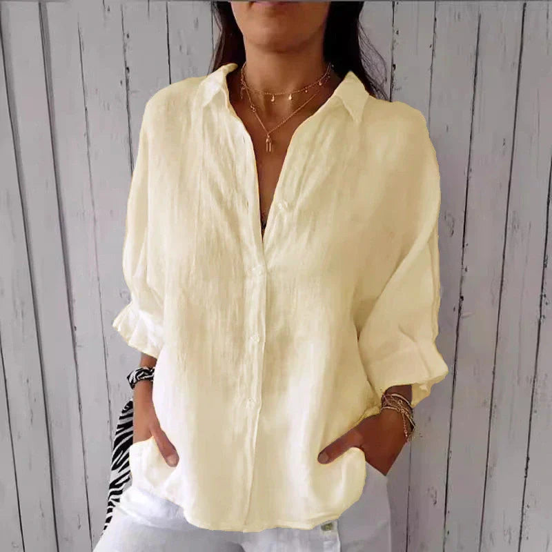 Aelita | Button Front Long Sleeve Relaxed Shirt