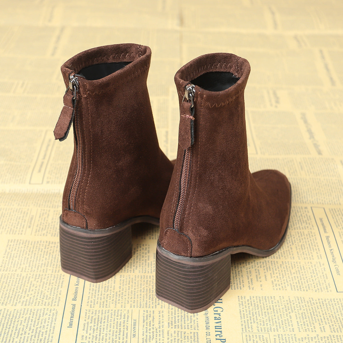 Sheley - Block Heel Suede Ankle Boots