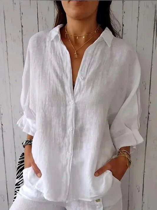 Aelita | Button Front Long Sleeve Relaxed Shirt