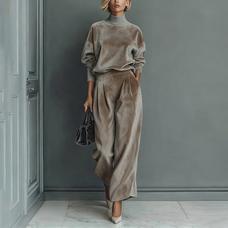 Lironah | Mock Neck Wide Leg Two Piece Set