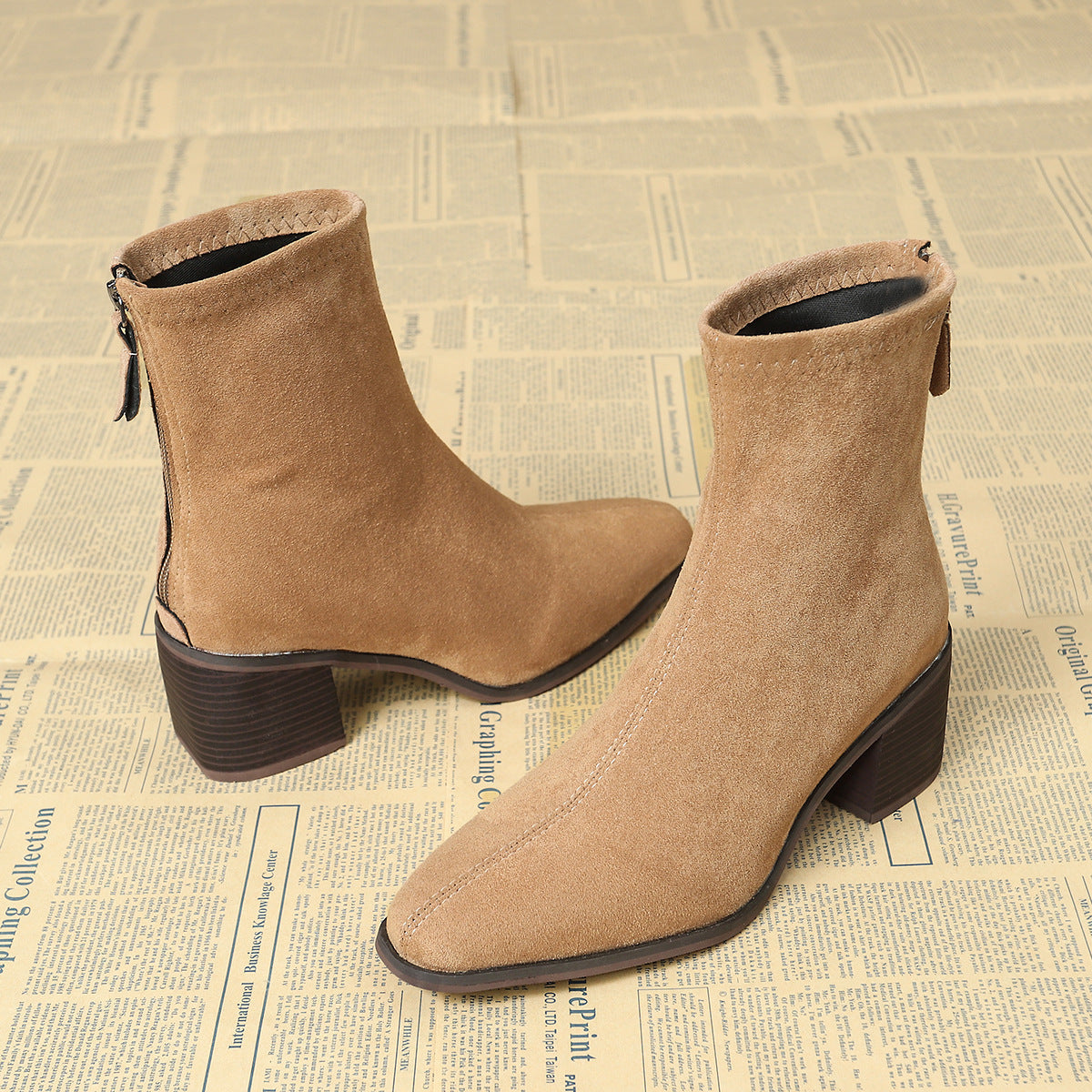 Sheley - Block Heel Suede Ankle Boots