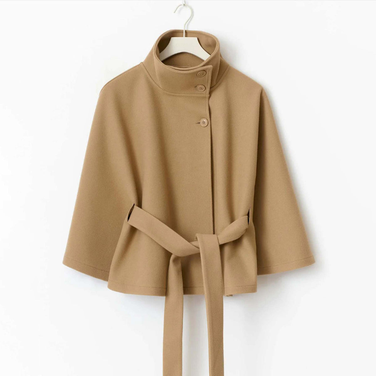 Solariedge | Cape Coat with High Collar and Belt