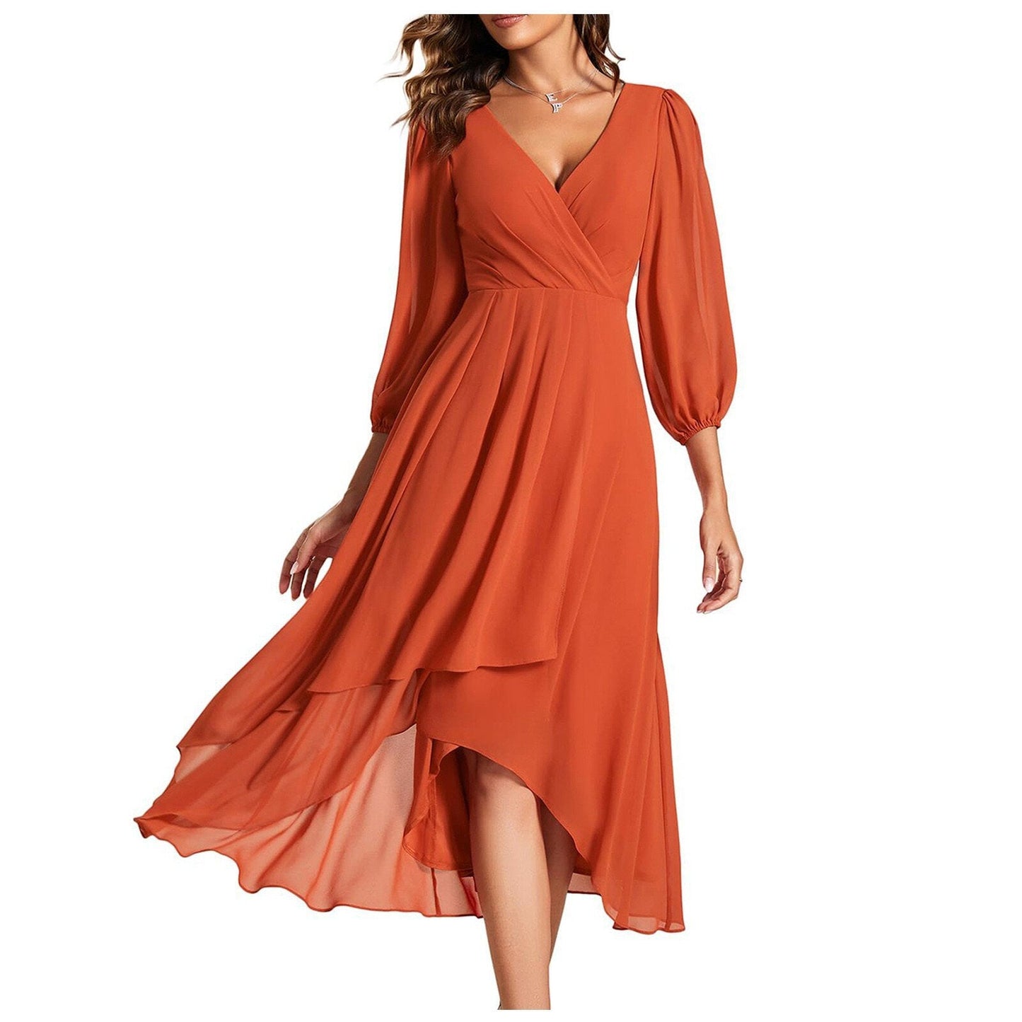Laia | Dress With V Neck High Low Hem