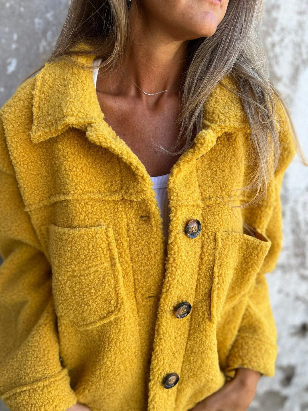 Marbella | Fleece-Style Button Jacket With Chest Pockets