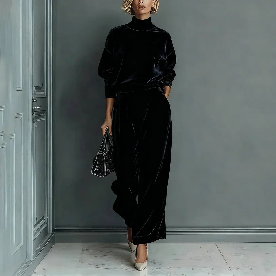 Lironah | Mock Neck Wide Leg Two Piece Set