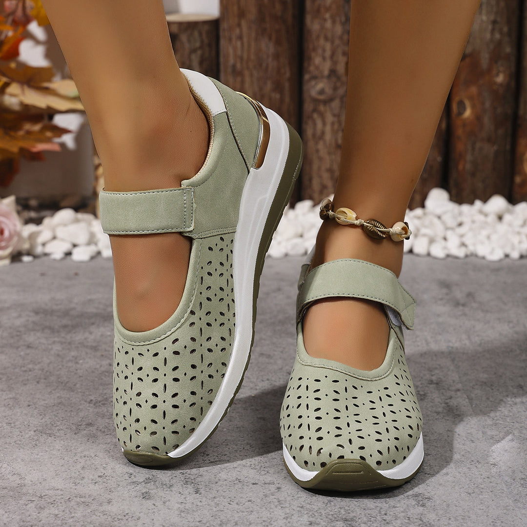Jessica | Perforated Mary Jane Wedge Sneakers With Strap