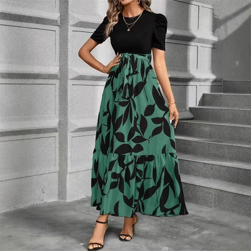 Nuray | Dress with Floral Skirt and Tie Waist