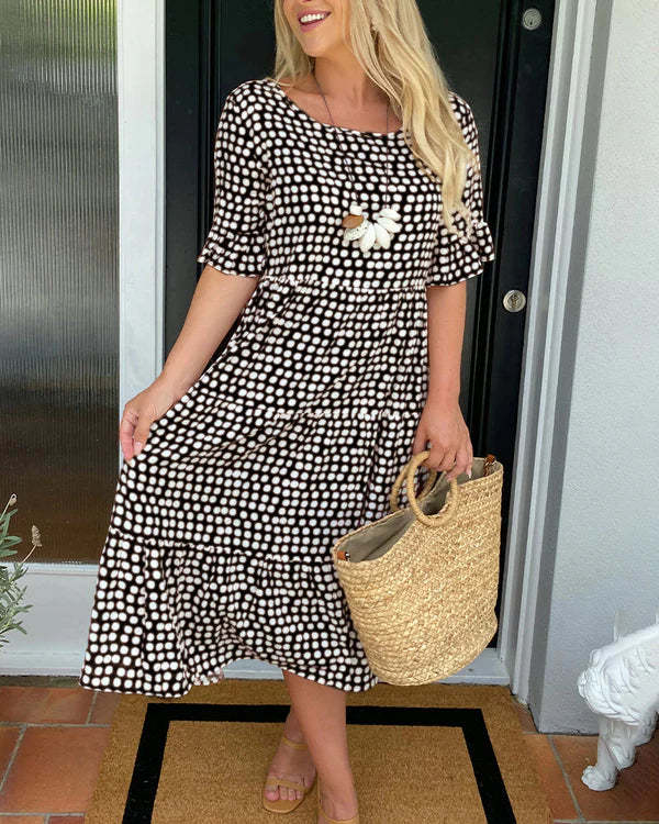 Blythea | Midi Dress Polka Dot Short Sleeve Loose Fit