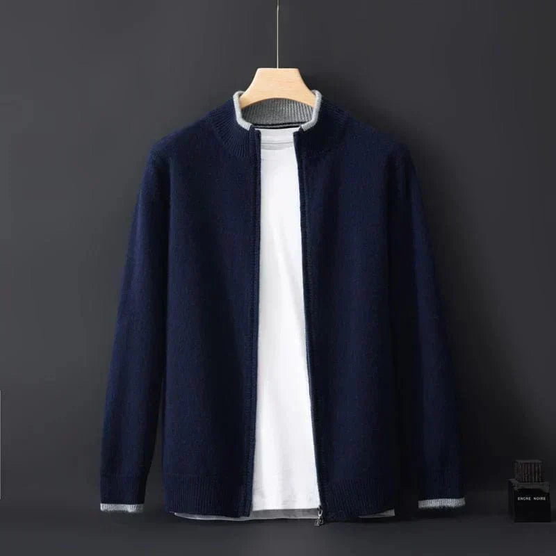 Corbin | Knit Zip Front Stand Collar Cardigan