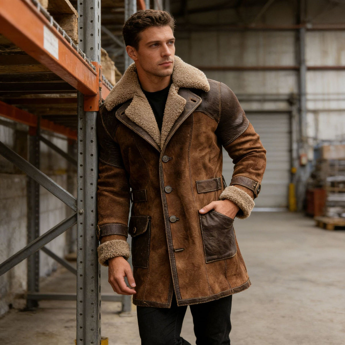 Andreas | Brown Coat with Plush Collar