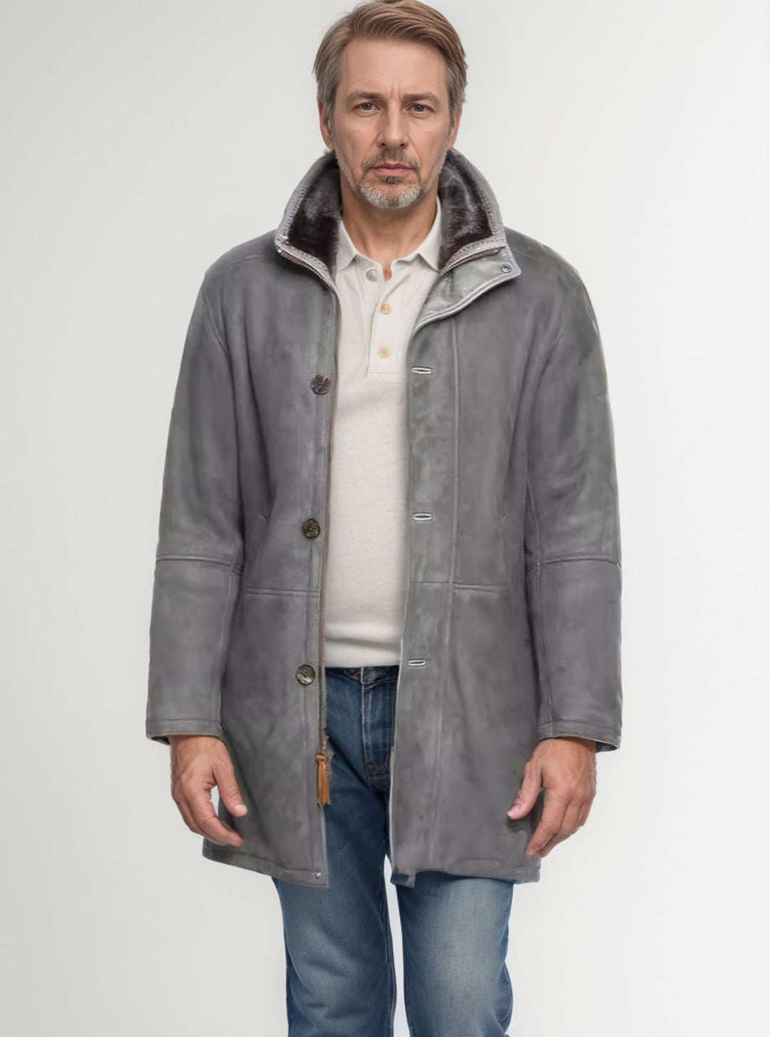 Derek | Coat with Plush Collar and Buttons