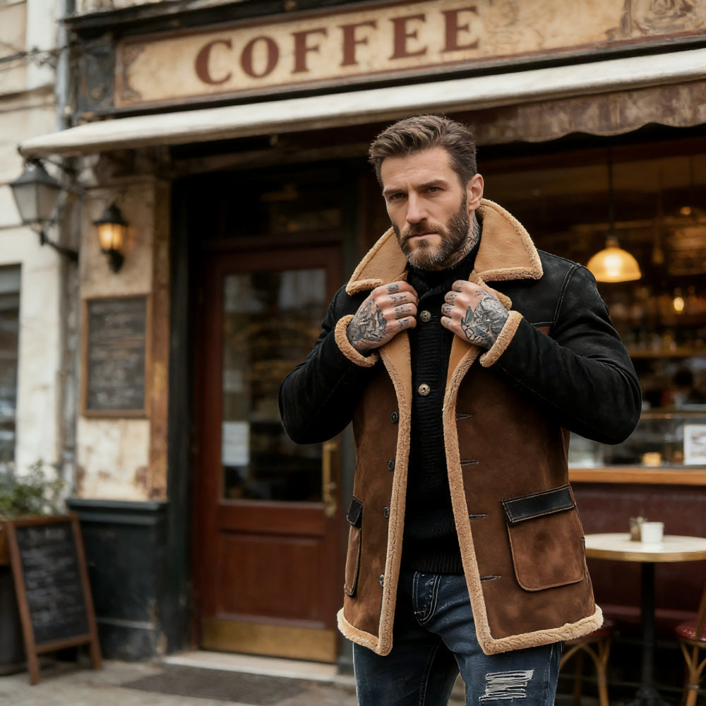 Nelson | Jacket Brown and Black with Tan Trim