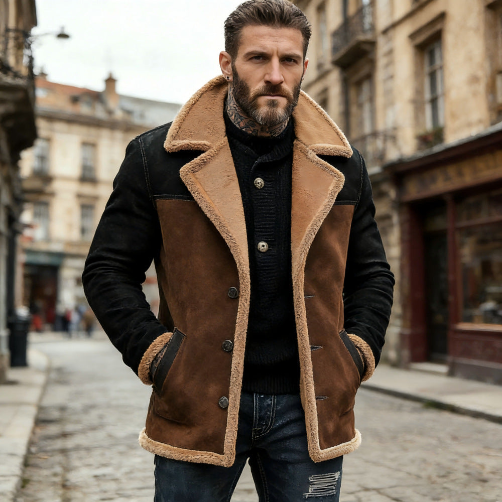Nelson | Jacket Brown and Black with Tan Trim