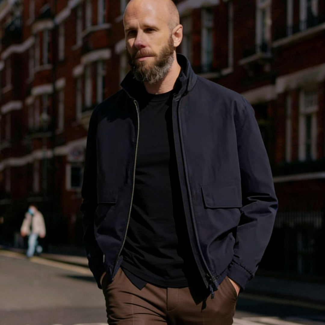 Darryl | Jacket Navy Collared Zip Front Pockets
