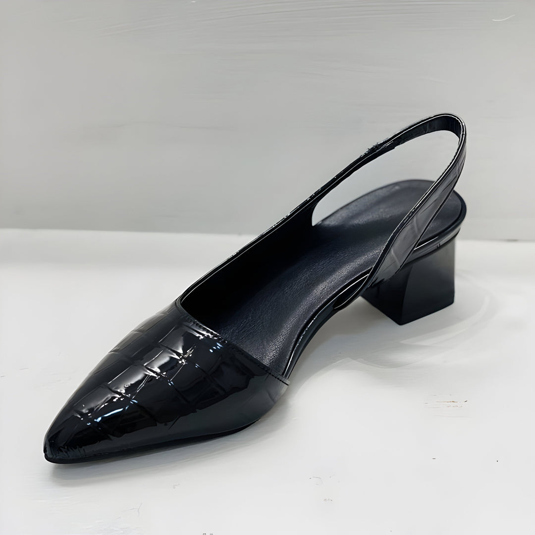 Jayla | Black Pointed Toe Slingback Heels