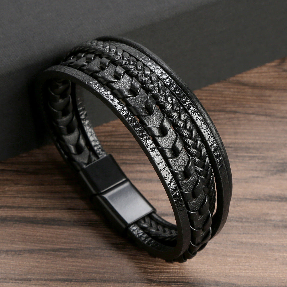 Lennart | Bracelet Black Brown Braided Layered Design