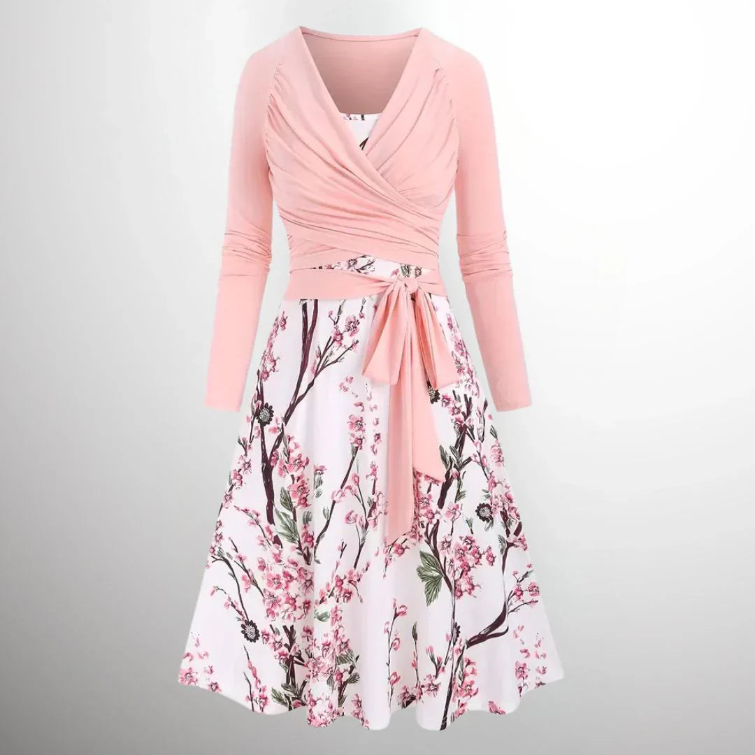 Becci | Floral Midi Dress With Wrap Top