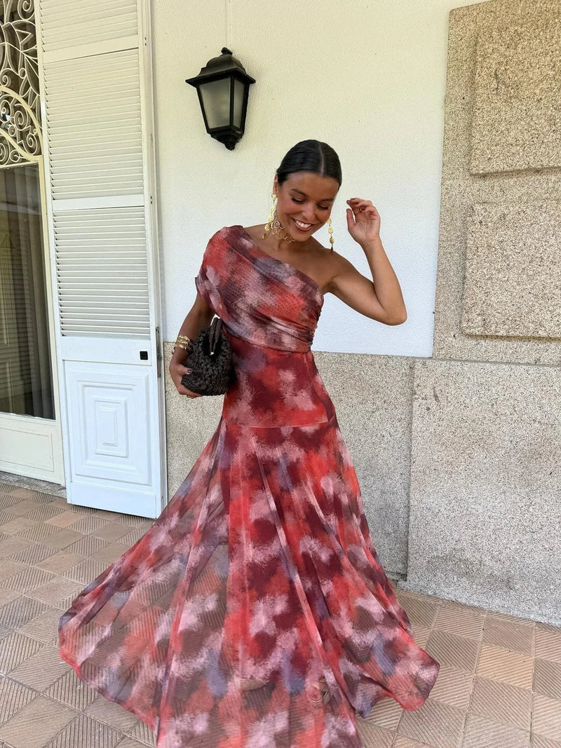 Dainia | Off Shoulder Sheer Hem Maxi Dress