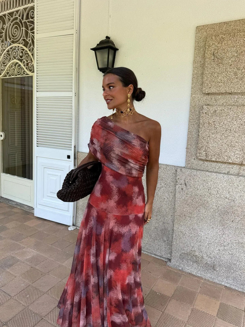 Dainia | Off Shoulder Sheer Hem Maxi Dress