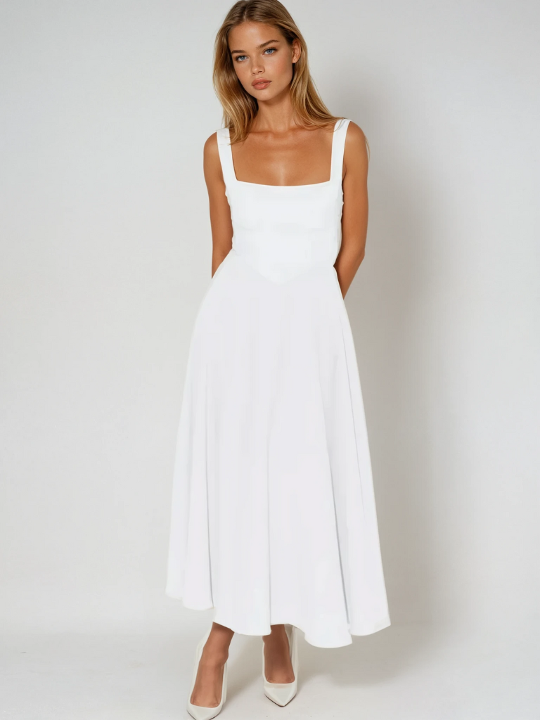 Zinovia | Square Neck Sleeveless Midi Flare Dress
