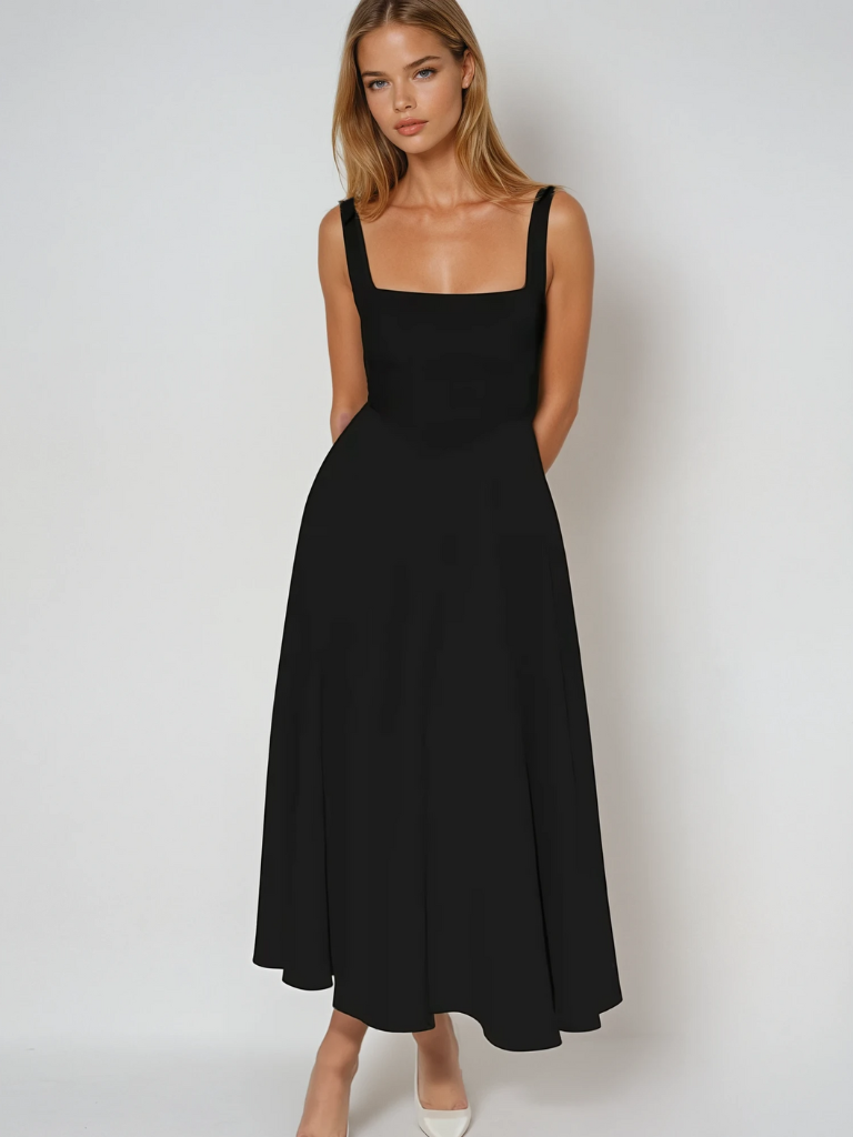 Zinovia | Square Neck Sleeveless Midi Flare Dress