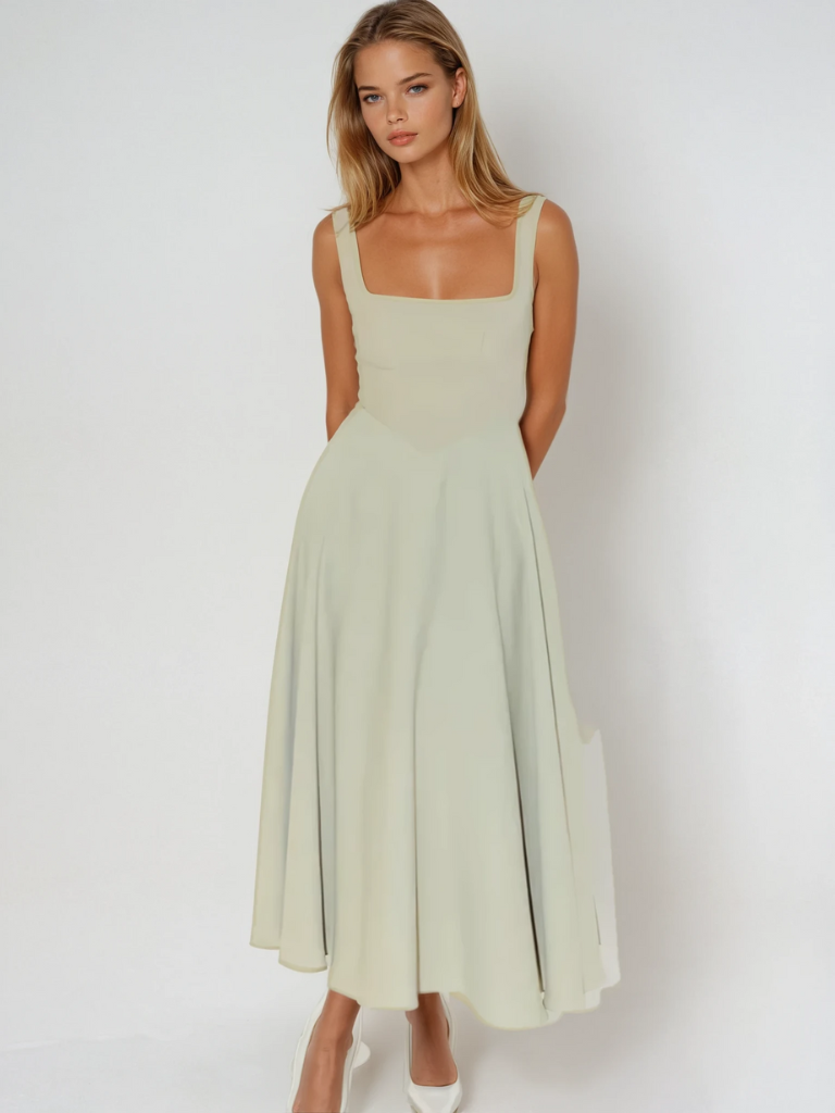 Zinovia | Square Neck Sleeveless Midi Flare Dress