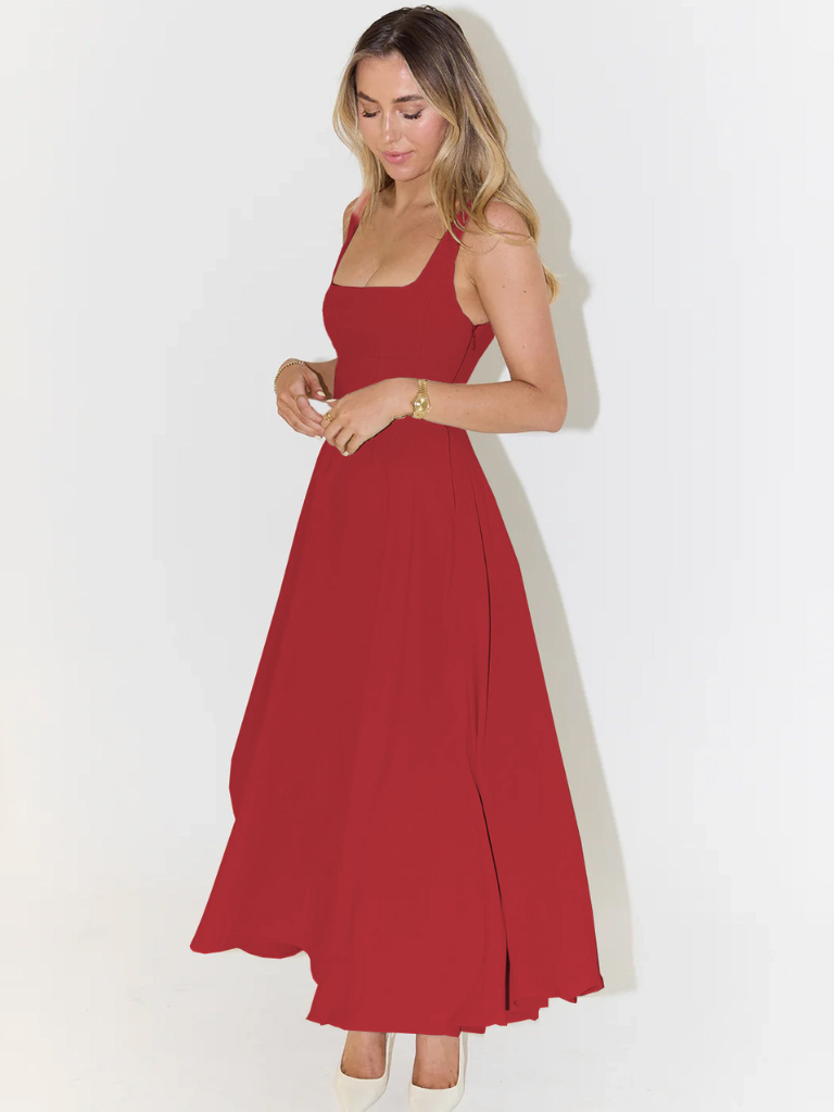 Zinovia | Square Neck Sleeveless Midi Flare Dress