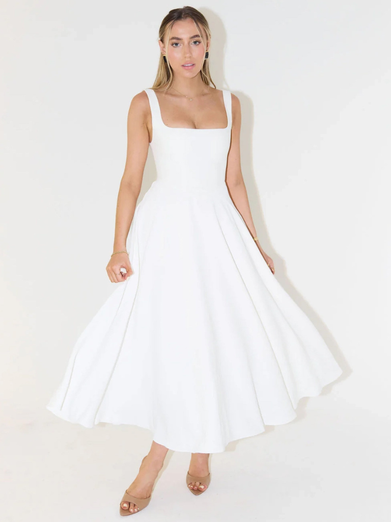 Zinovia | Square Neck Sleeveless Midi Flare Dress