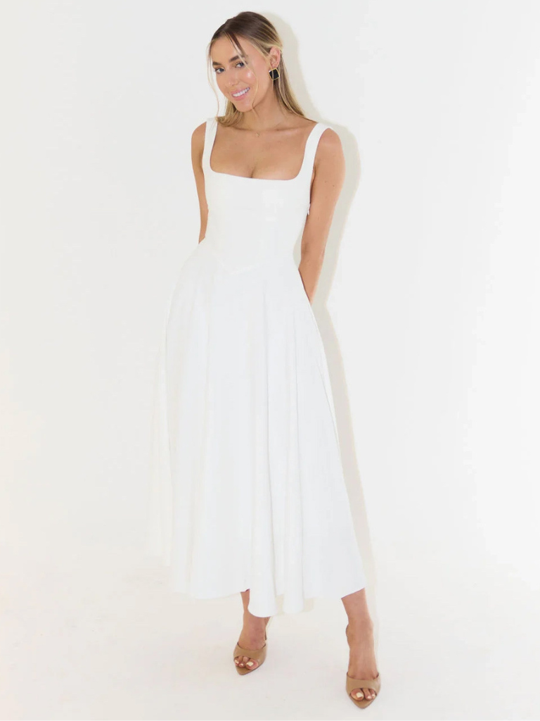 Zinovia | Square Neck Sleeveless Midi Flare Dress
