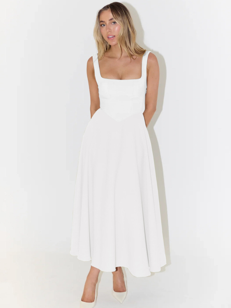 Zinovia | Square Neck Sleeveless Midi Flare Dress