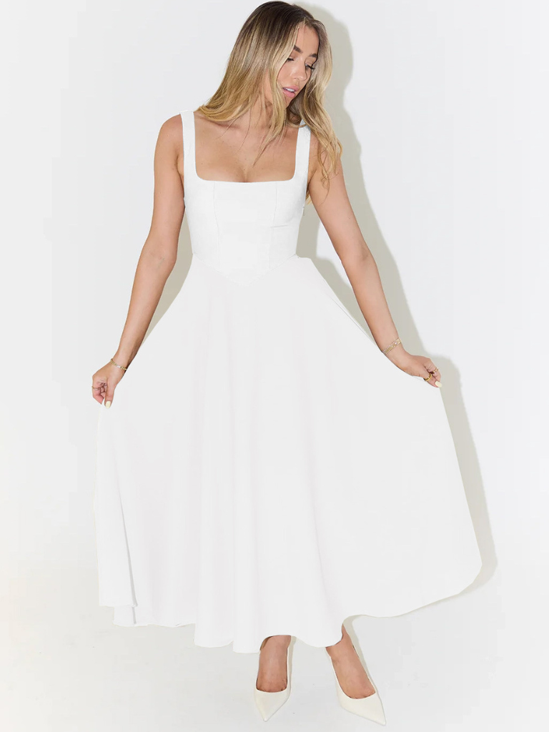 Zinovia | Square Neck Sleeveless Midi Flare Dress