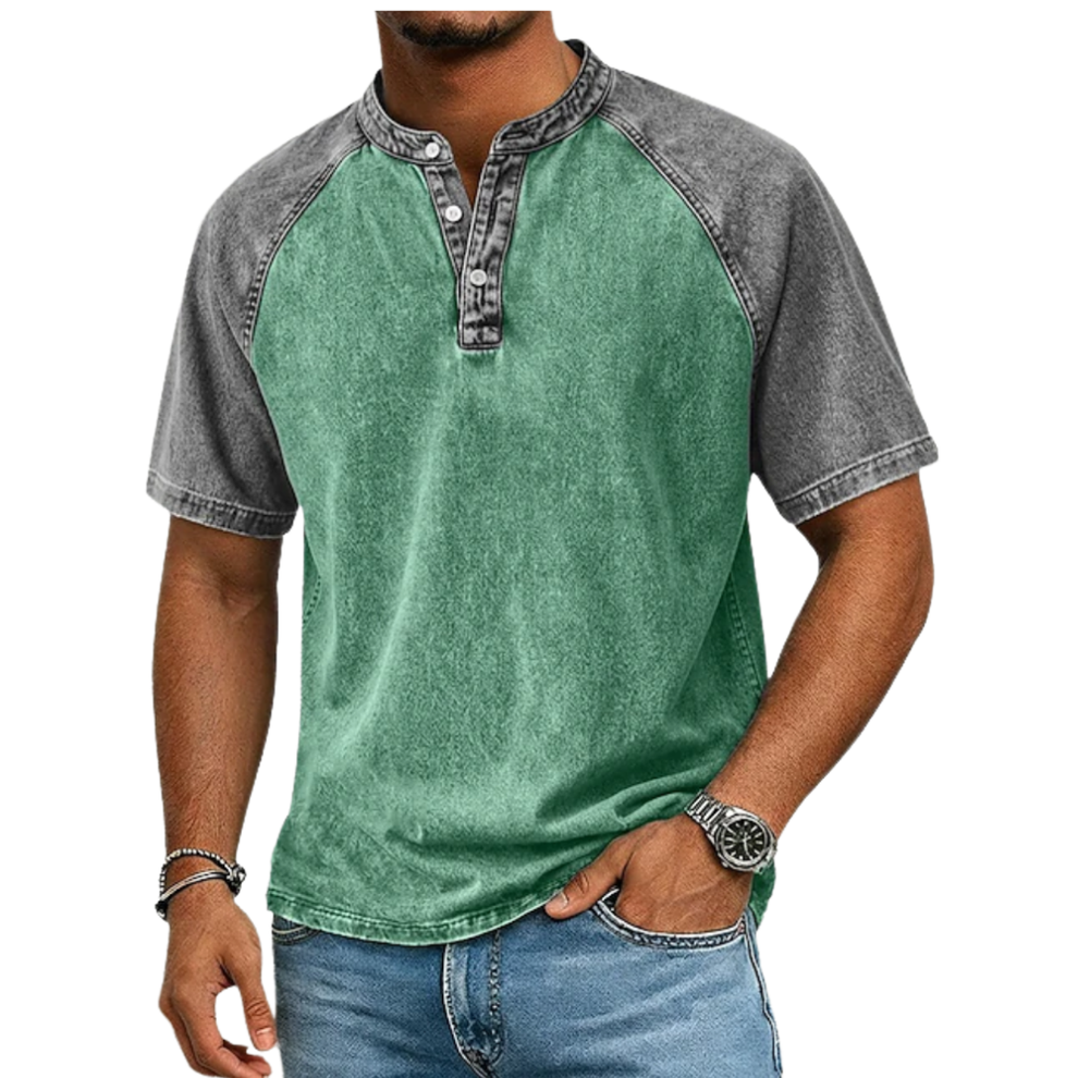 Roeland | Henley T-Shirt with Two-Tone Raglan Sleeves