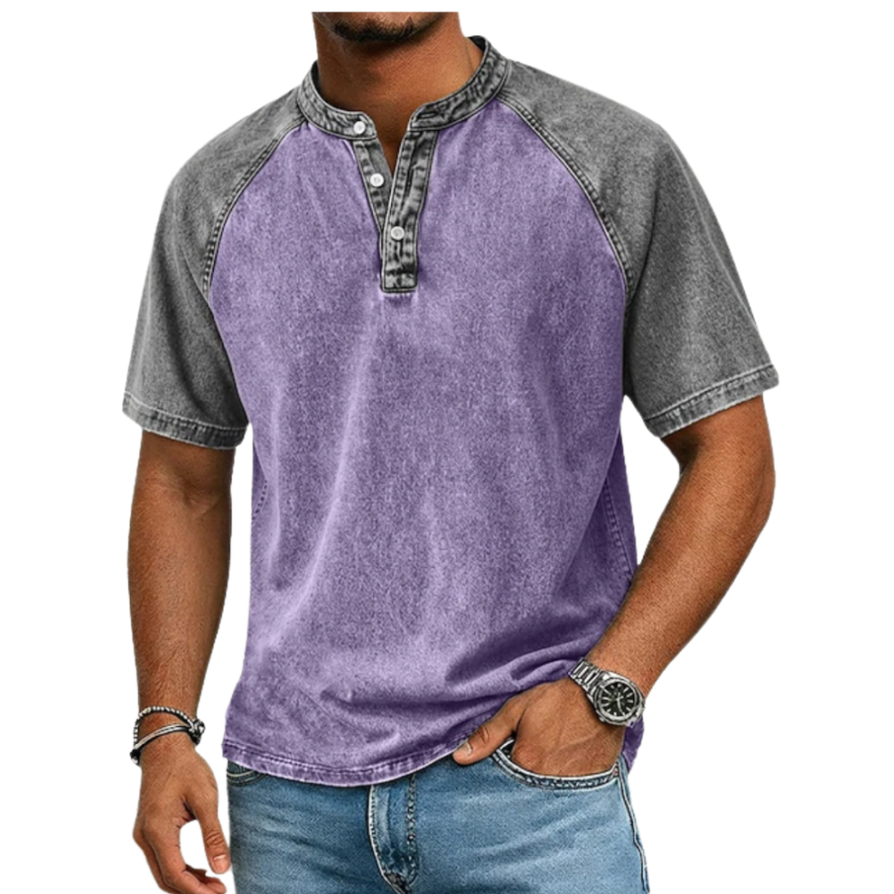 Roeland | Henley T-Shirt with Two-Tone Raglan Sleeves