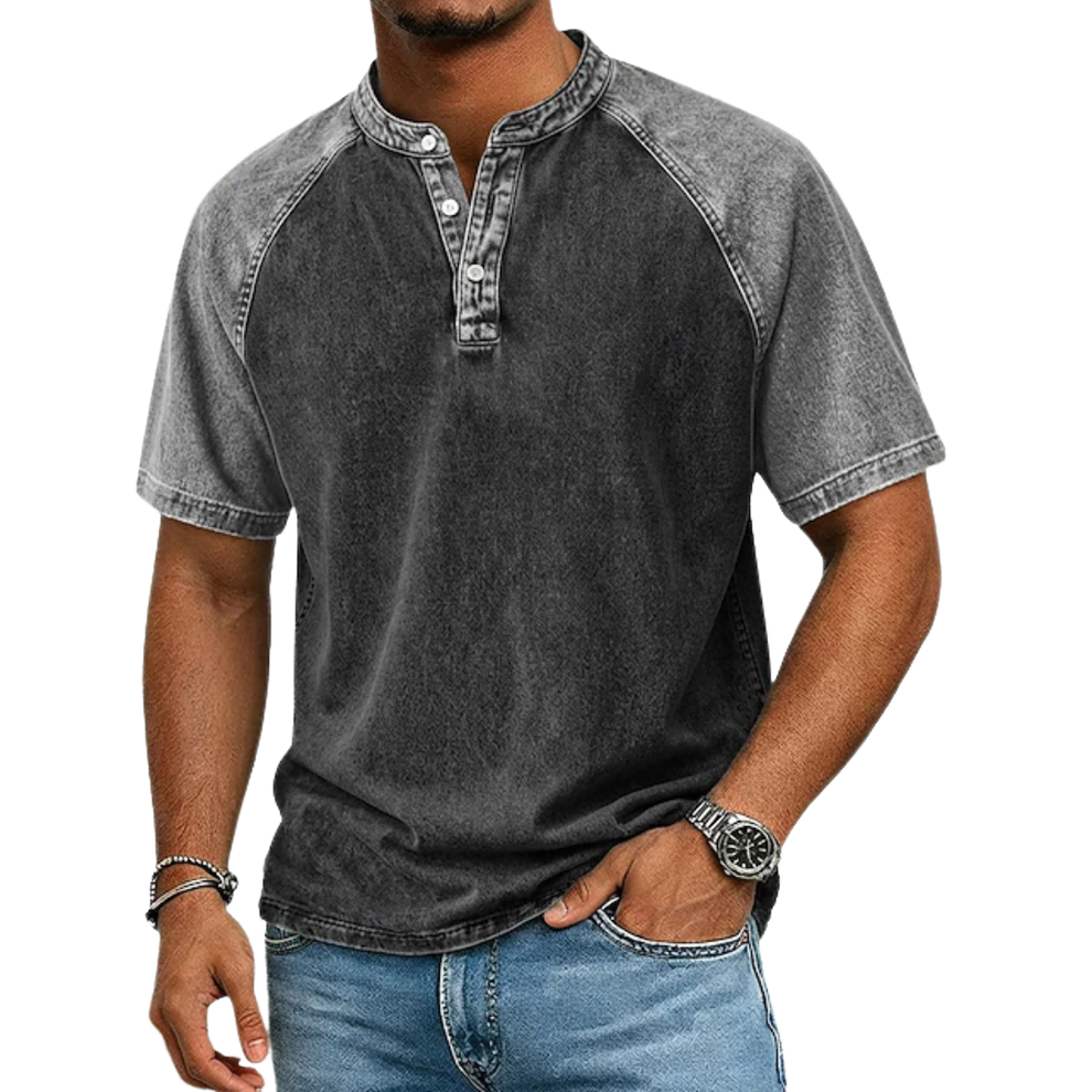 Roeland | Henley T-Shirt with Two-Tone Raglan Sleeves