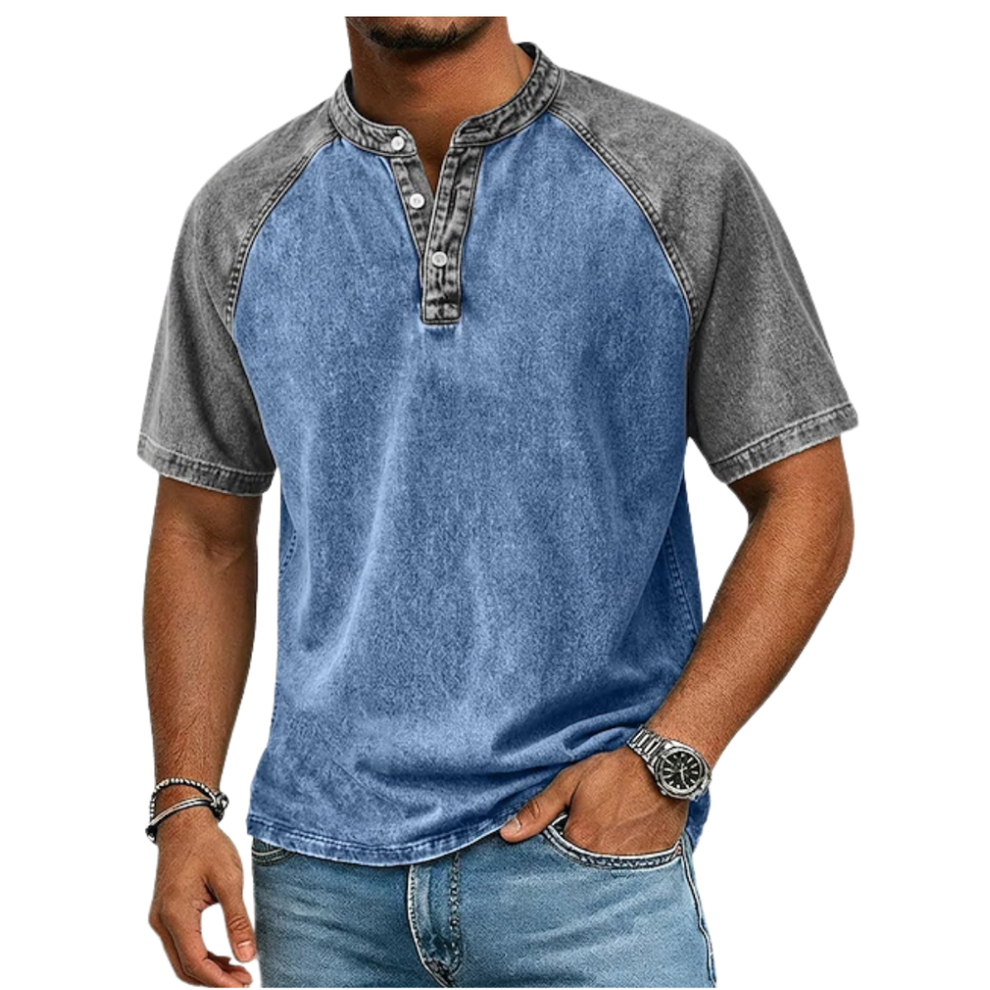Roeland | Henley T-Shirt with Two-Tone Raglan Sleeves