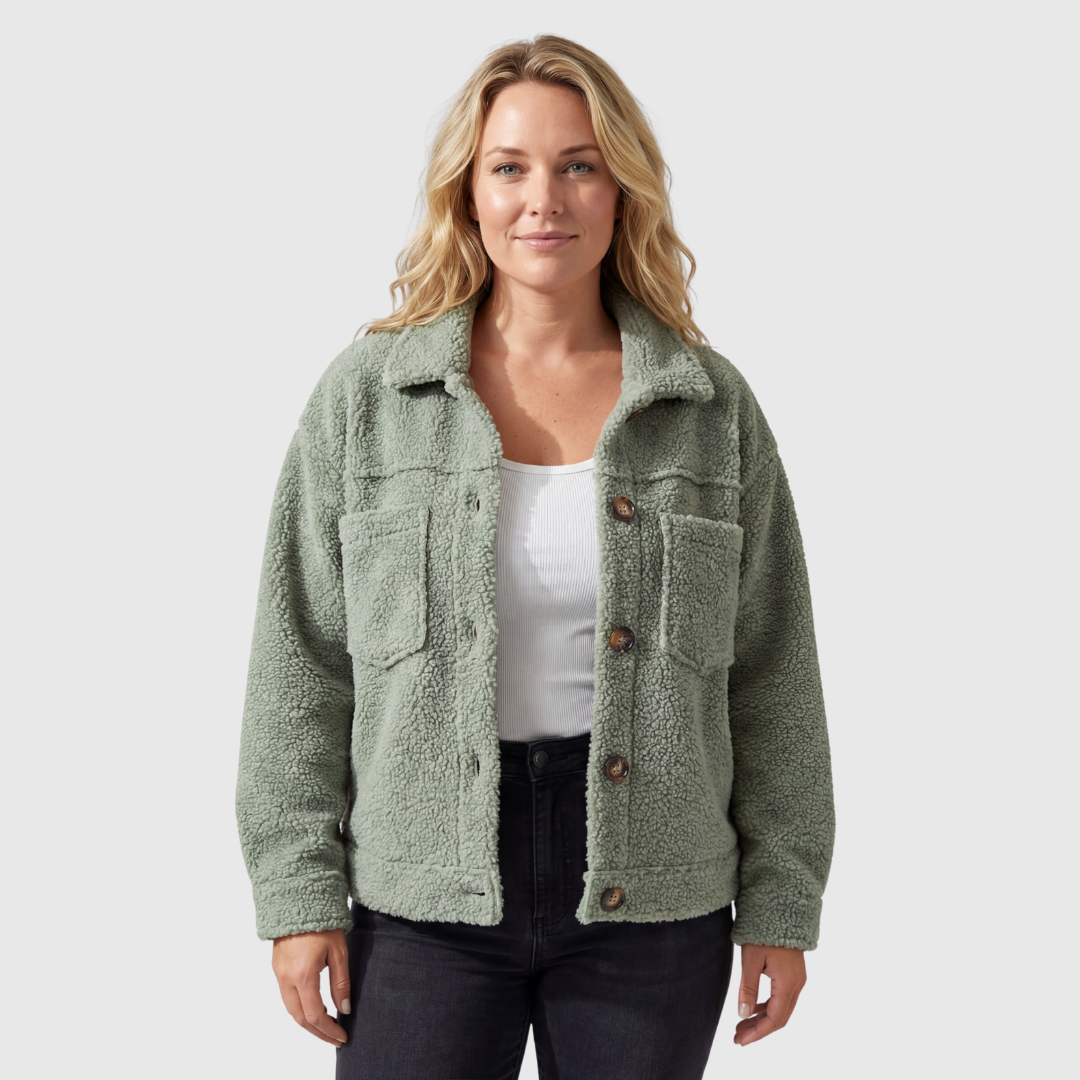 Marbella | Fleece-Style Button Jacket With Chest Pockets