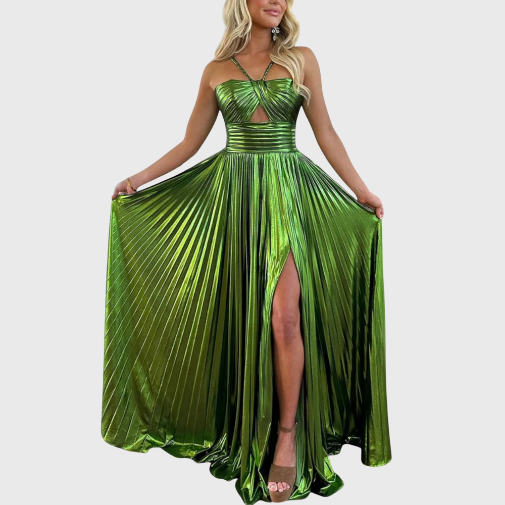 Kirsty | Pleated Sleeveless Cutout Maxi Dress