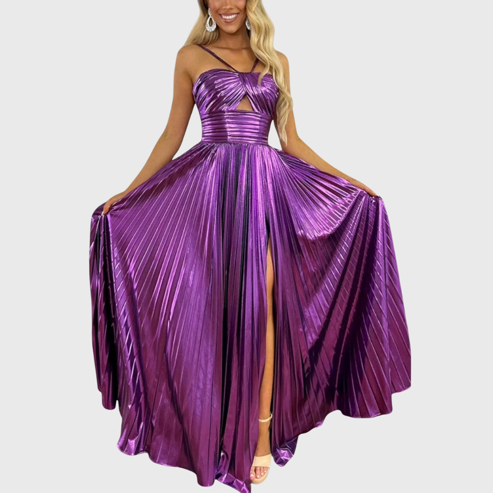 Kirsty | Pleated Sleeveless Cutout Maxi Dress