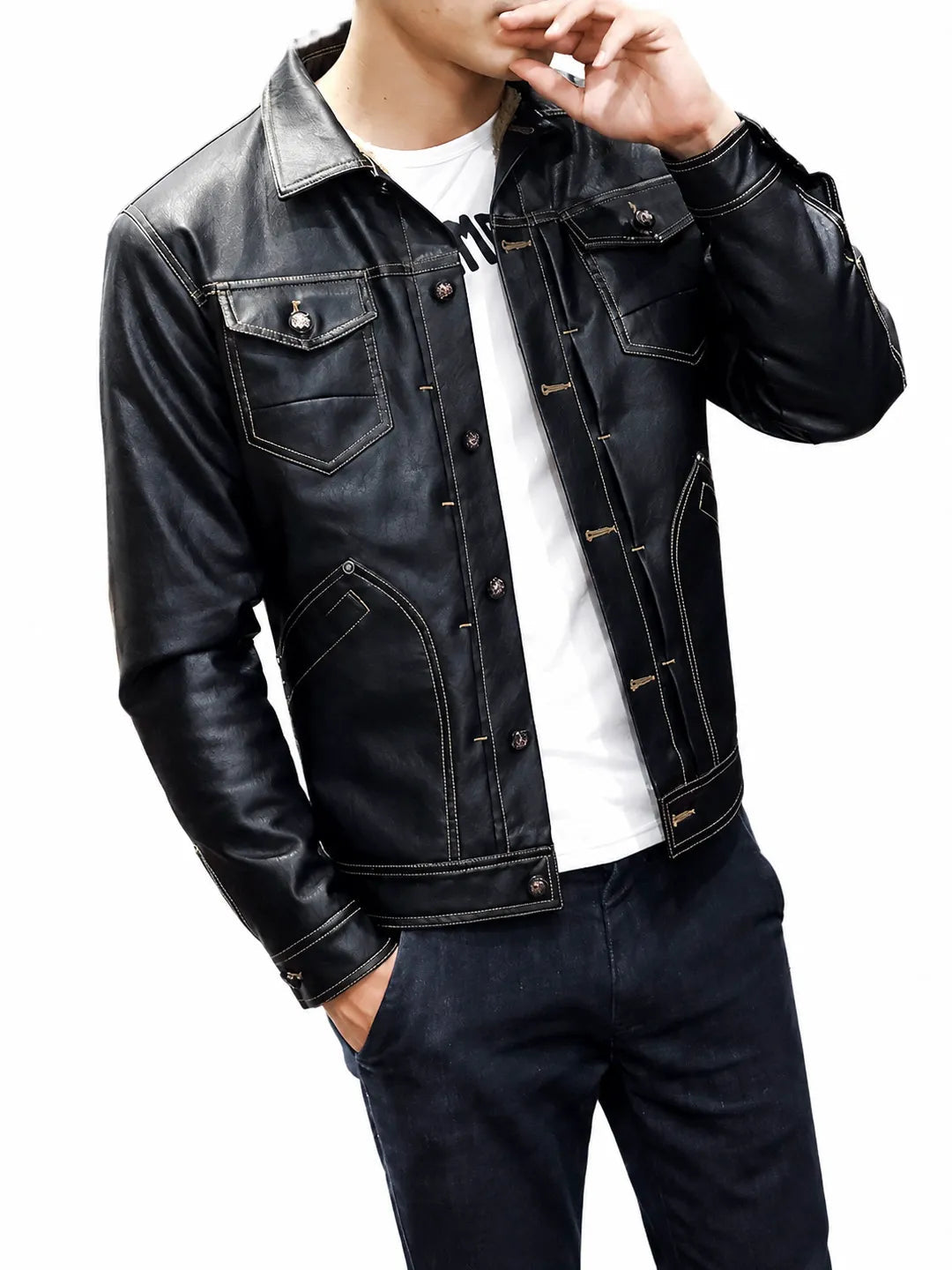 Alphonse | Jacket with Black Finish and Contrast Stitching