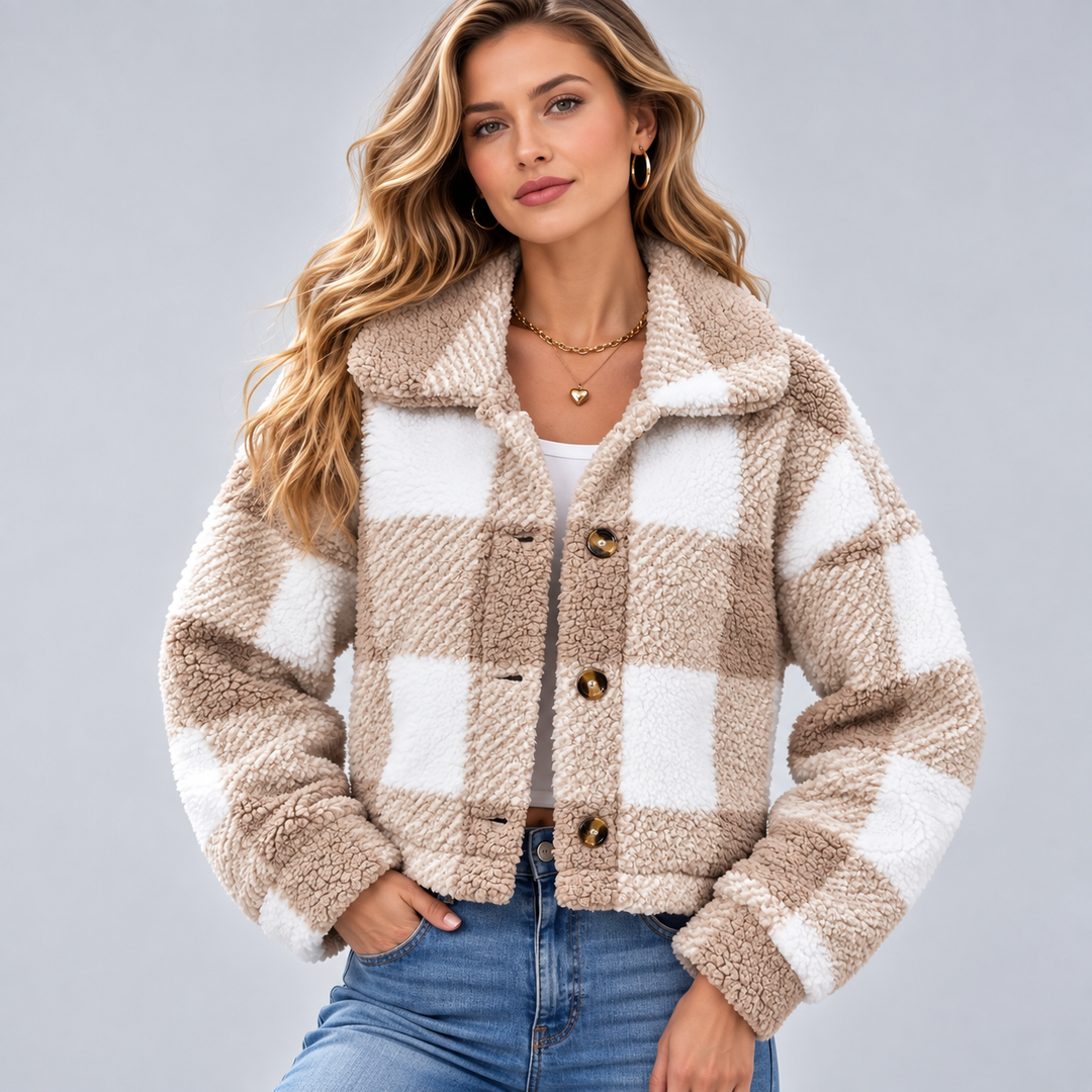 Gwyneth  | Jacket With Check Pattern and Wide Collar