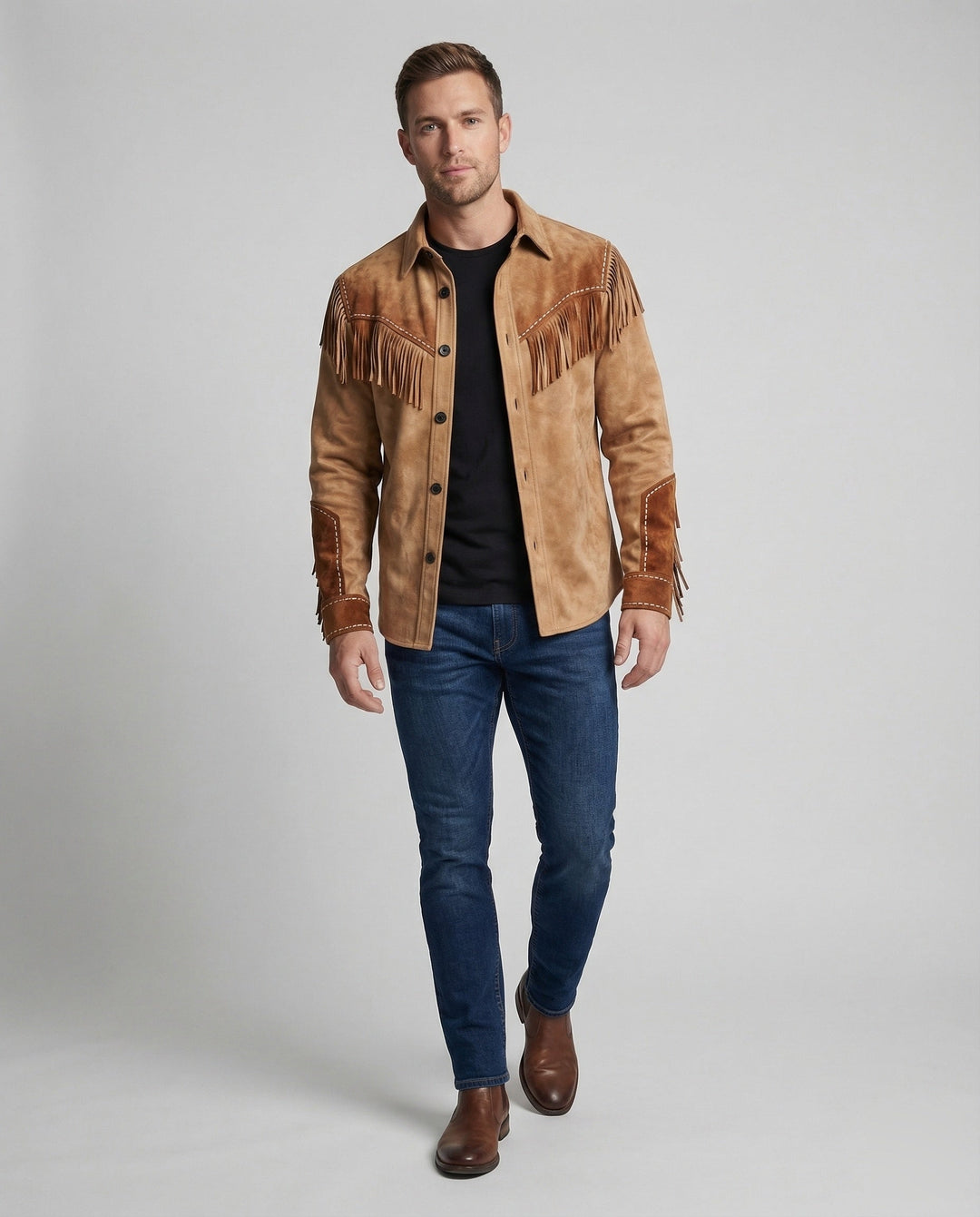 Alvaro | Jacket with Western Fringe and Button Closure