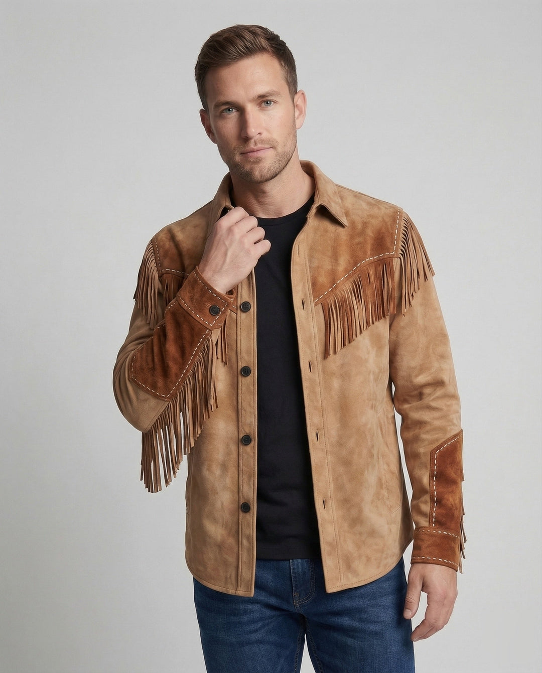 Alvaro | Jacket with Western Fringe and Button Closure