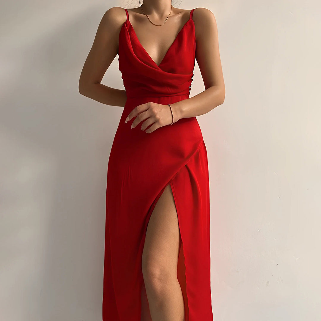 Adelajda | Satin Split Hem Maxi Dress