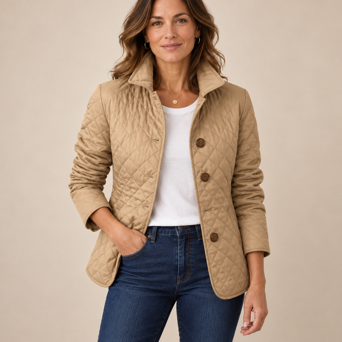 Pierina | Jacket With Diamond Quilting and Button Front