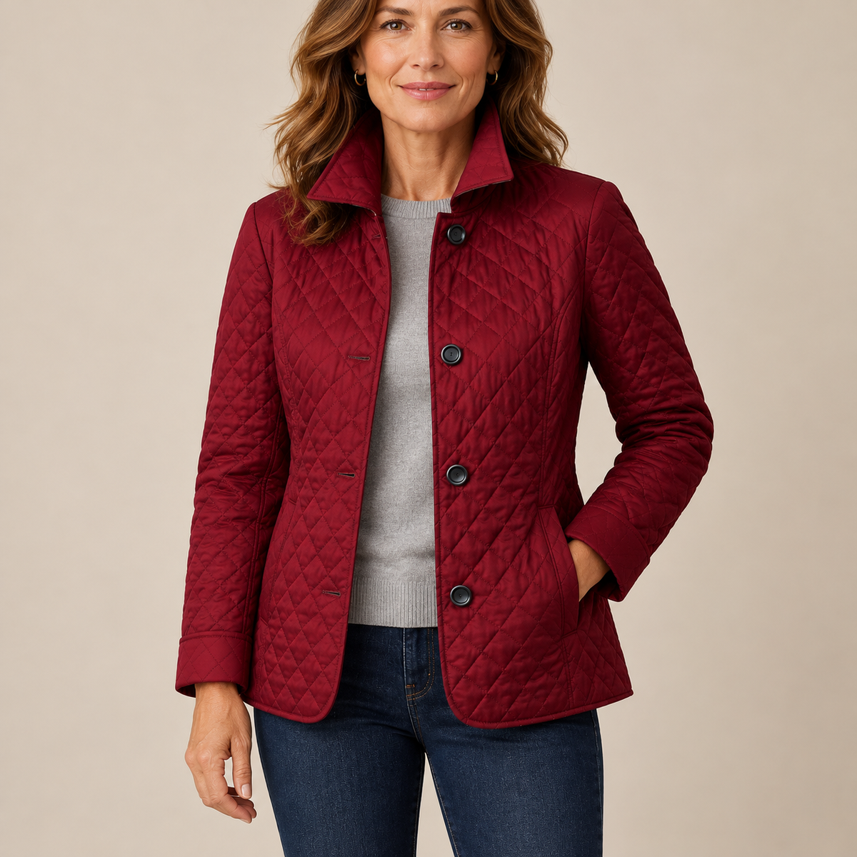 Pierina | Jacket With Diamond Quilting and Button Front
