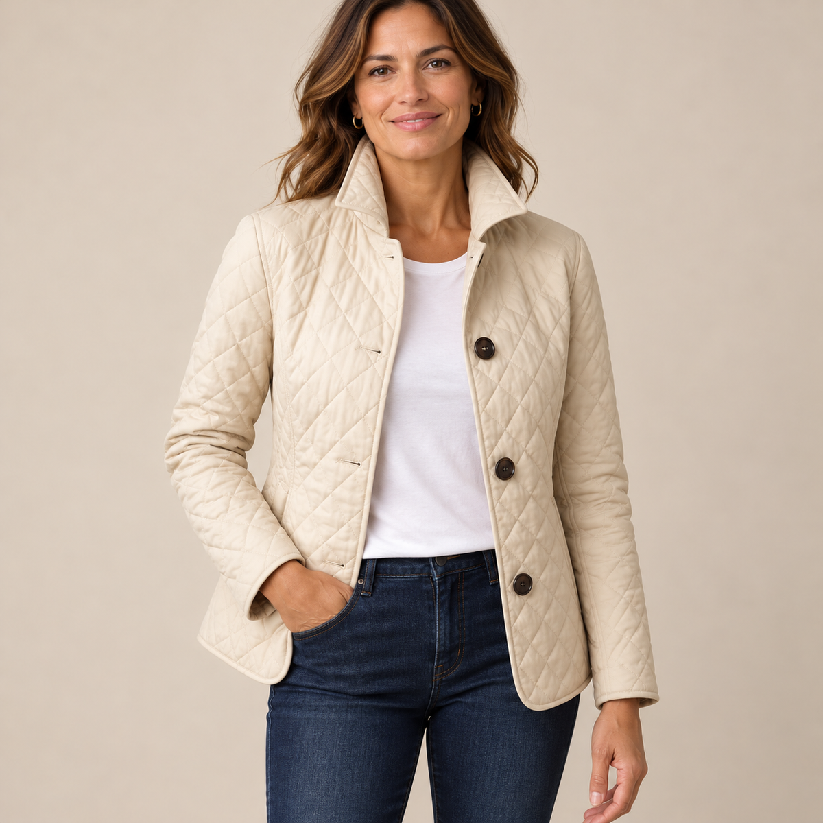 Pierina | Jacket With Diamond Quilting and Button Front